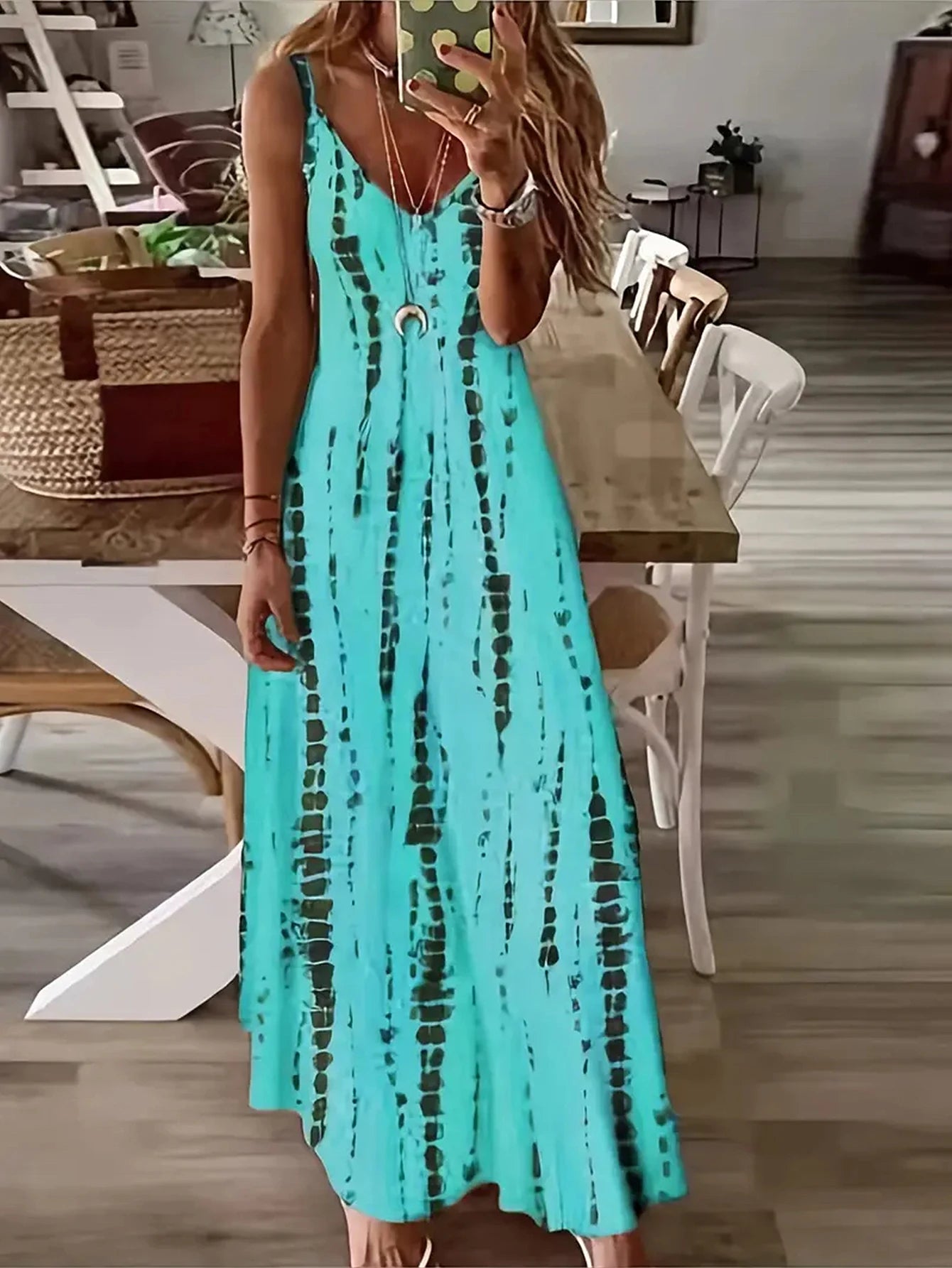 V-neck Summer Beach Vacation Long Dress