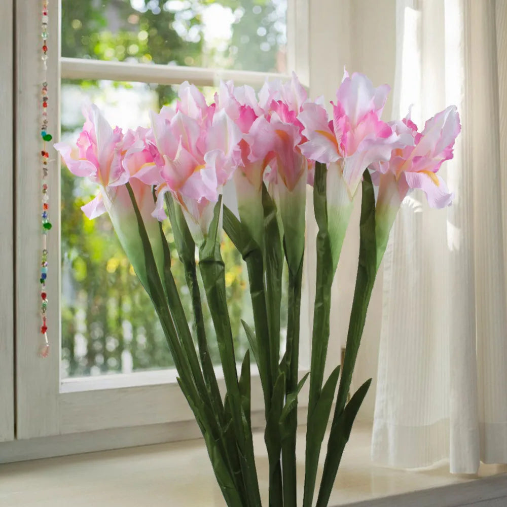 3Pcs Iris Artificial Fake Silk Flowers Branch