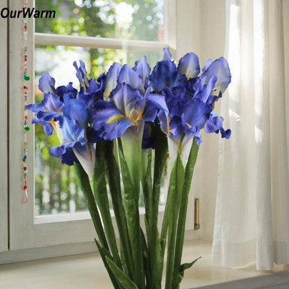 3Pcs Iris Artificial Fake Silk Flowers Branch