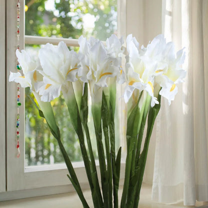 3Pcs Iris Artificial Fake Silk Flowers Branch