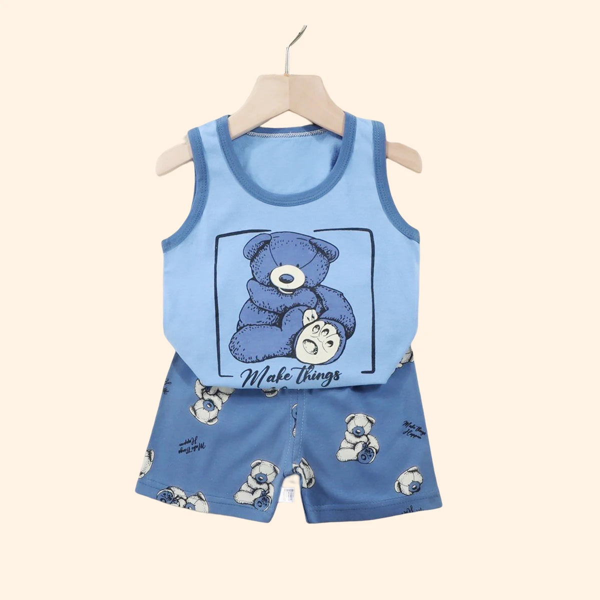 2PCS Children Clothing Vest Suit Summer Cotton T-Shirts