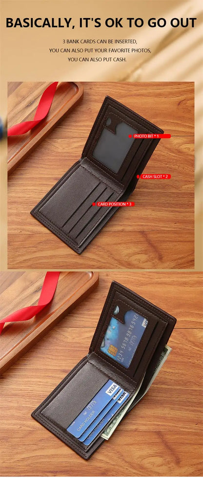 Men'S Short Leather Wallet Multi Card