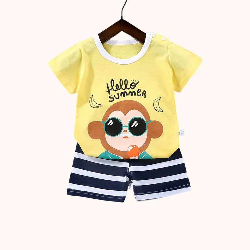 2PCS Children's Sets Boys Girl T-shirt Shorts