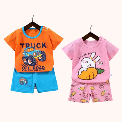 2PCS Children's Sets Boys Girl T-shirt Shorts