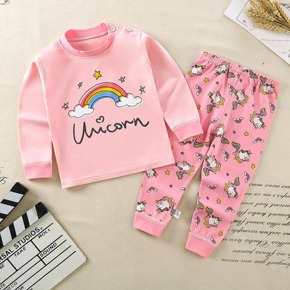 Pajama Sets Cartoon Long Sleeve T-Shirt Tops with Pants